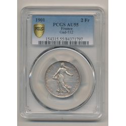 Semeuse - 2 Francs - 1901 - argent - PCGS AU55